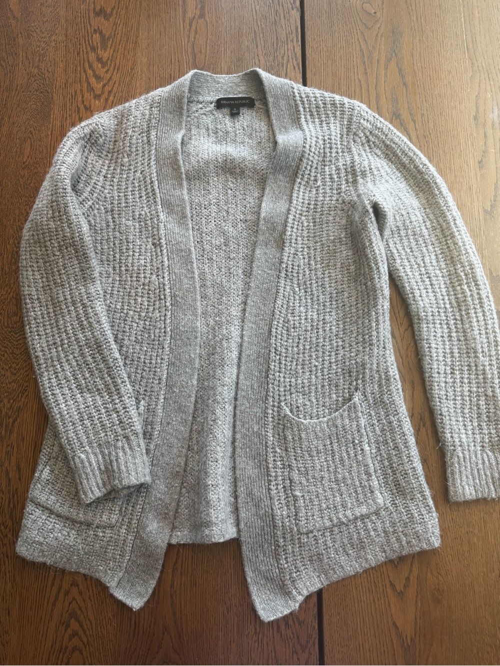 Banana Republic Light Gray Open-Front Knit Cardigan